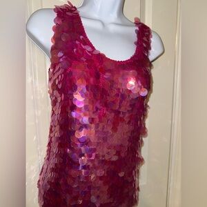 Pink Silk Sequin Knit Top